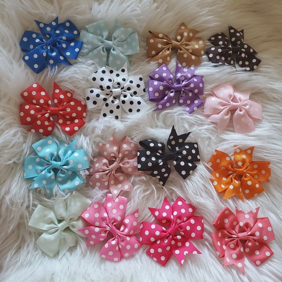 Lot of 16 girl Bows dotted - Picture 2 of 7